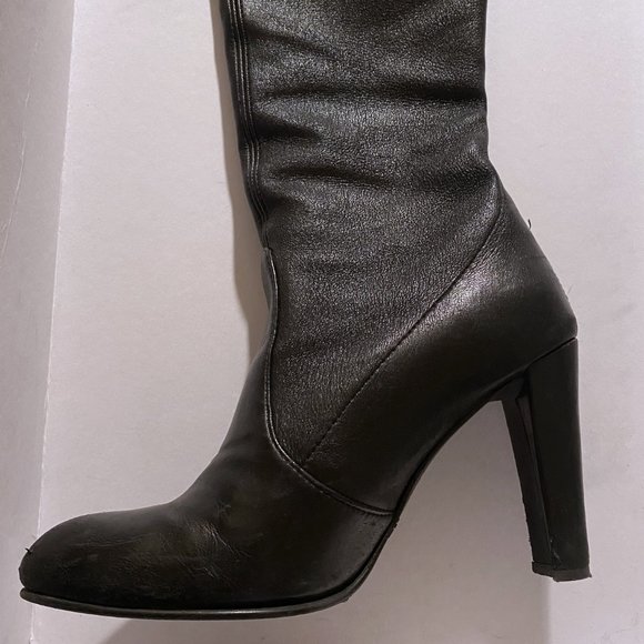 Stuart Weitzman Highland Stretch Leather Black Over-the-knee Boot - Picture 7 of 16